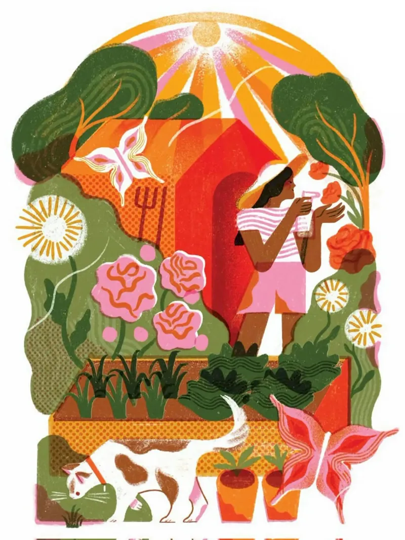 garden the girl and cat canvas met Baklijst van firmana