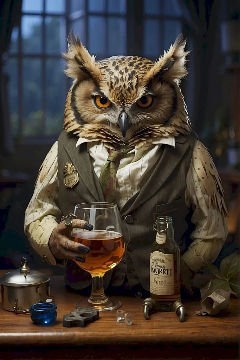 elegant owl poster con telaio in plastica da firmana