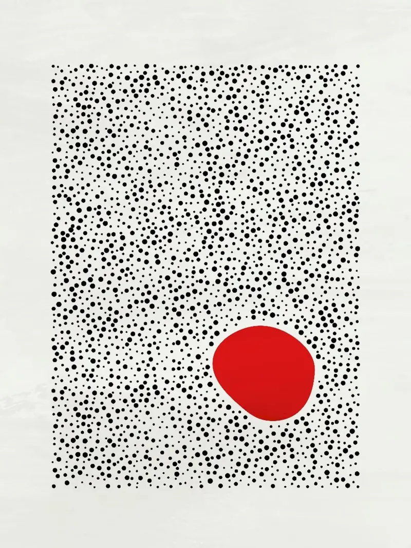 dot and red shape Leinwand mit Schattenfugenrahmen von riverbel