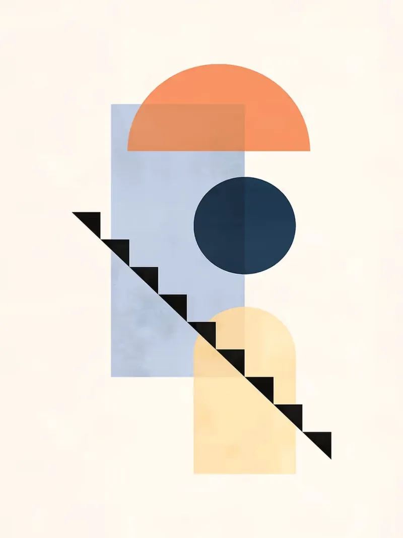 Minimalistische geometrie III canvas met Baklijst van Maria Maier