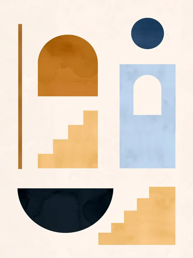 Geometric Shapes canvas with Floater frame by Maria Maier
