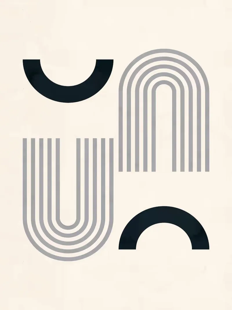 Forme geometriche poster con telaio in legno da Maria Maier