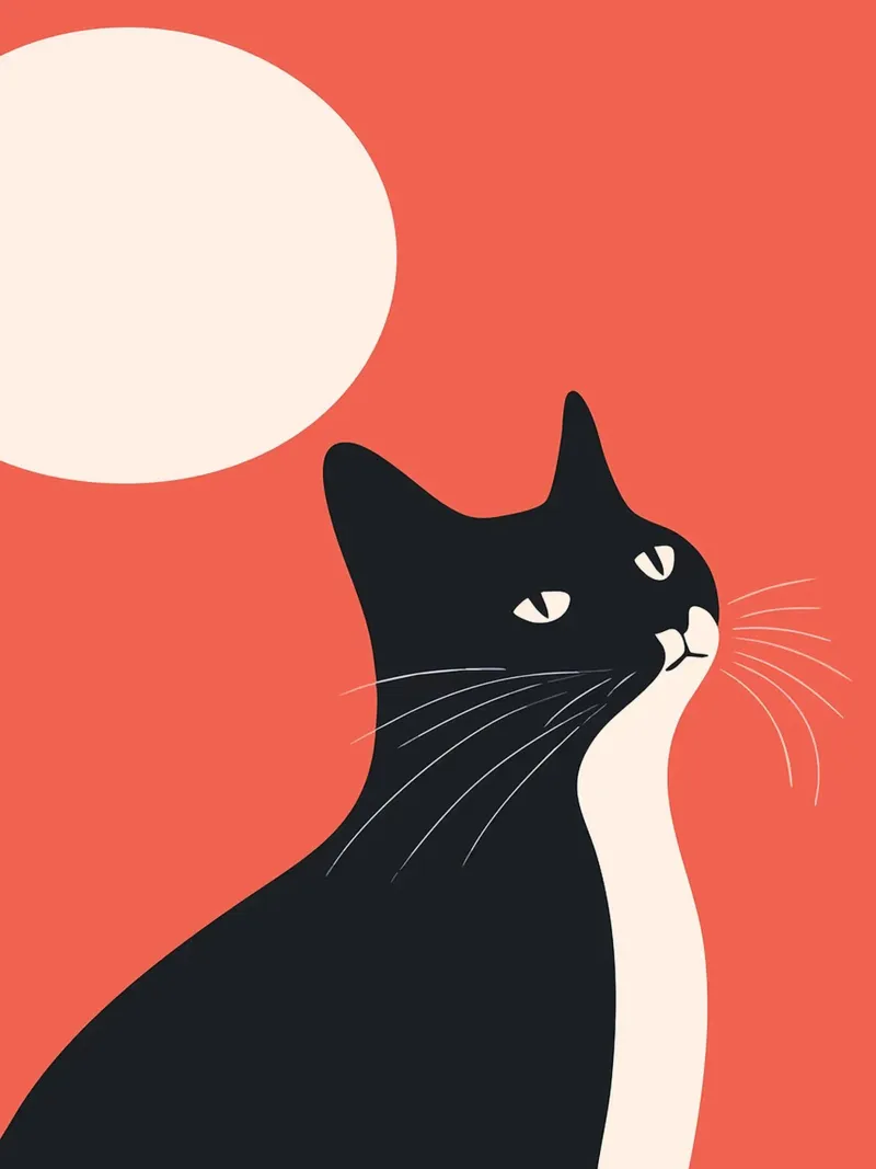 Black Cat Minimalist Art canvas with Floater frame by Hannah Meyer