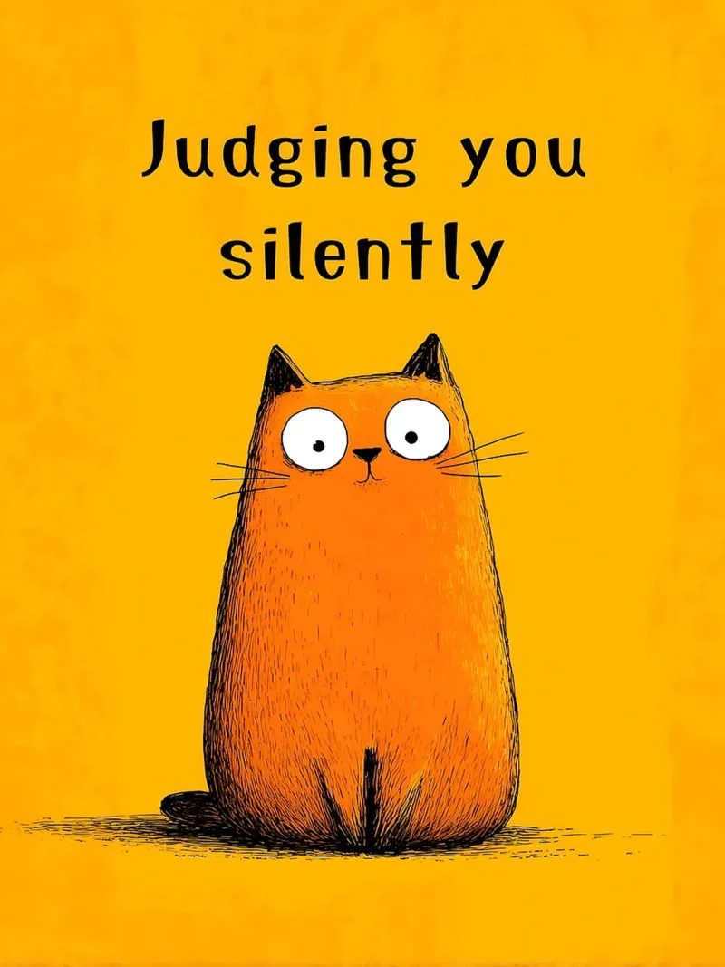 Judging You Silently - Cat Humor canvas with Floater frame by Hannah Meyer