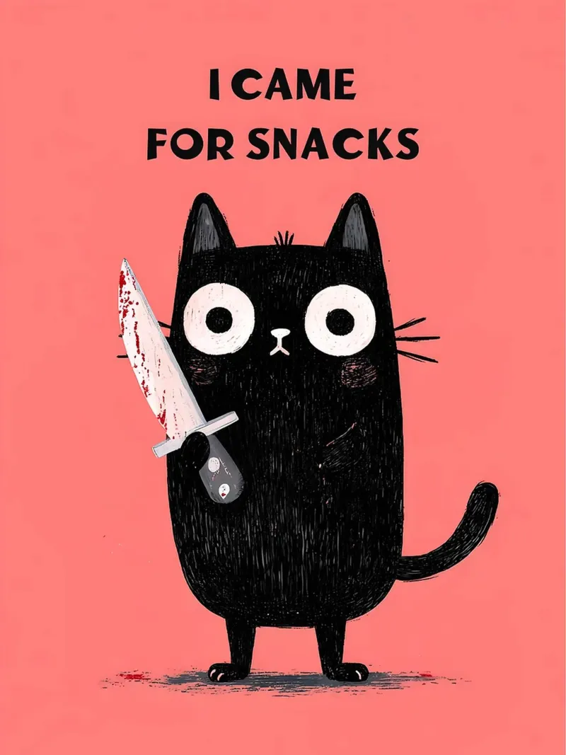 I Came For Snacks - Cat Art canvas with Floater frame by Hannah Meyer