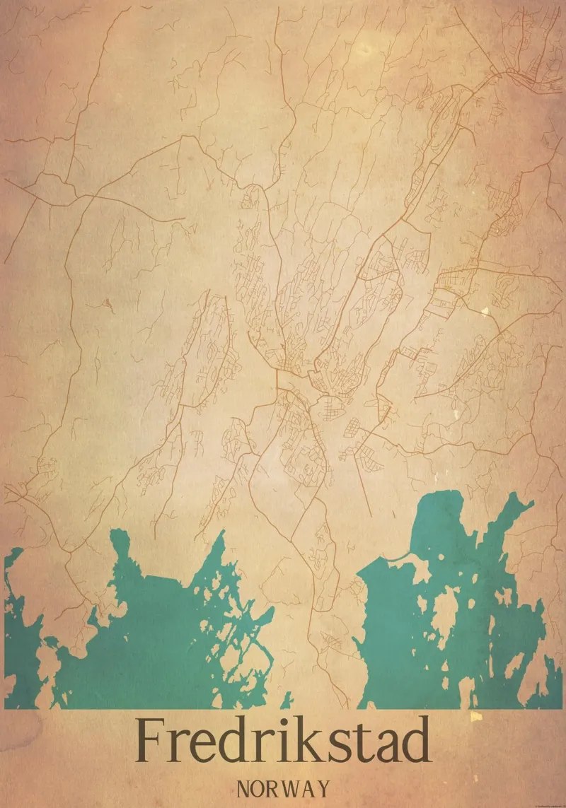 Fredrikstad NORWAY poster con telaio in legno da WorldPrint