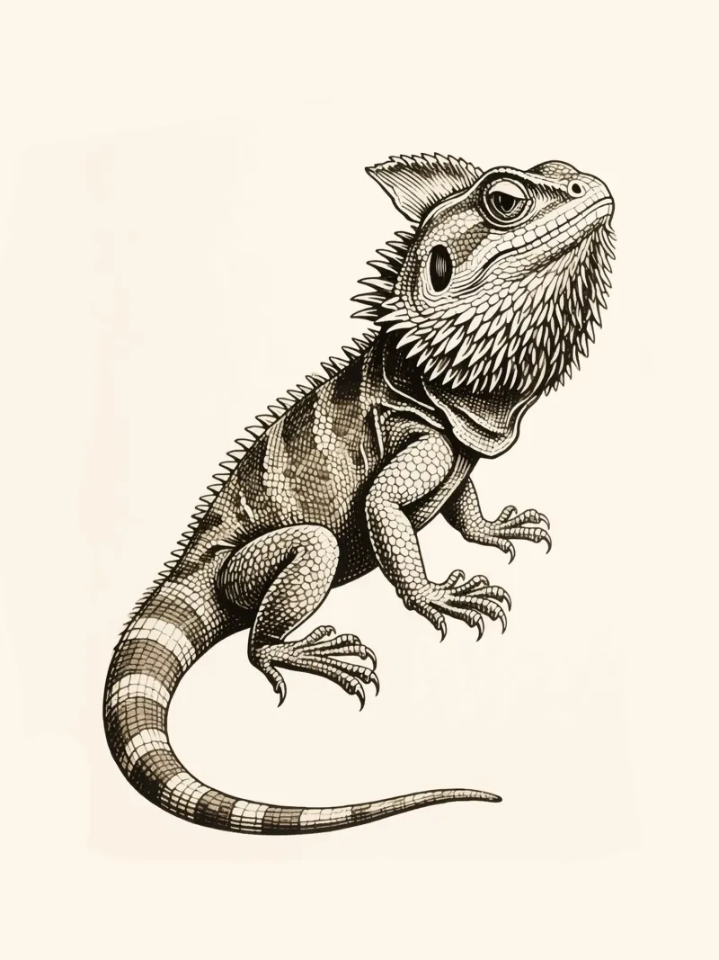 Iguana poster con telaio in legno da knowledge