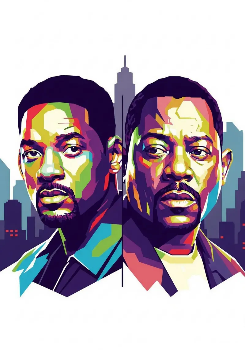 Bad Boys - Will Smith and Martin Lawrence canvas with Floater frame by Hantamrata