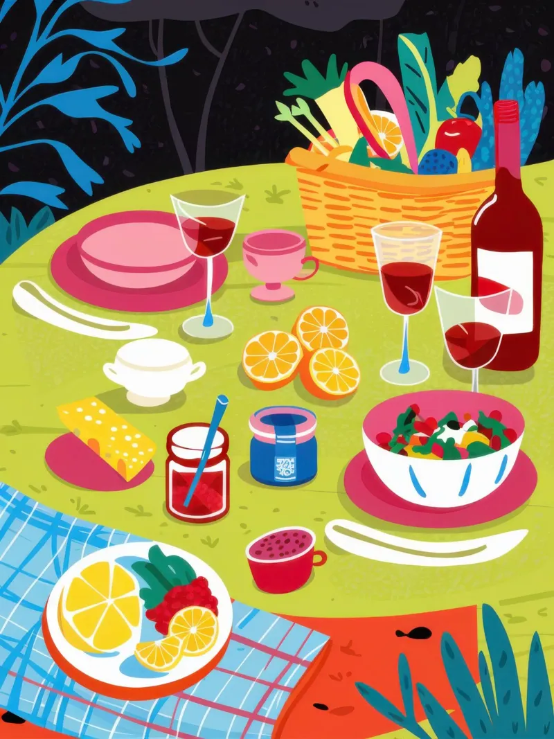 Pastoraal Picknick Genot canvas met Baklijst van Sure Paint