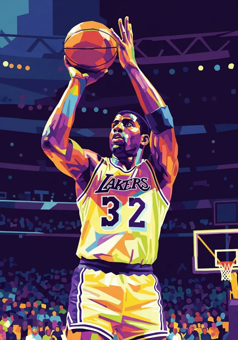Magic Johnson prime time canvas with Floater frame by Hantamrata