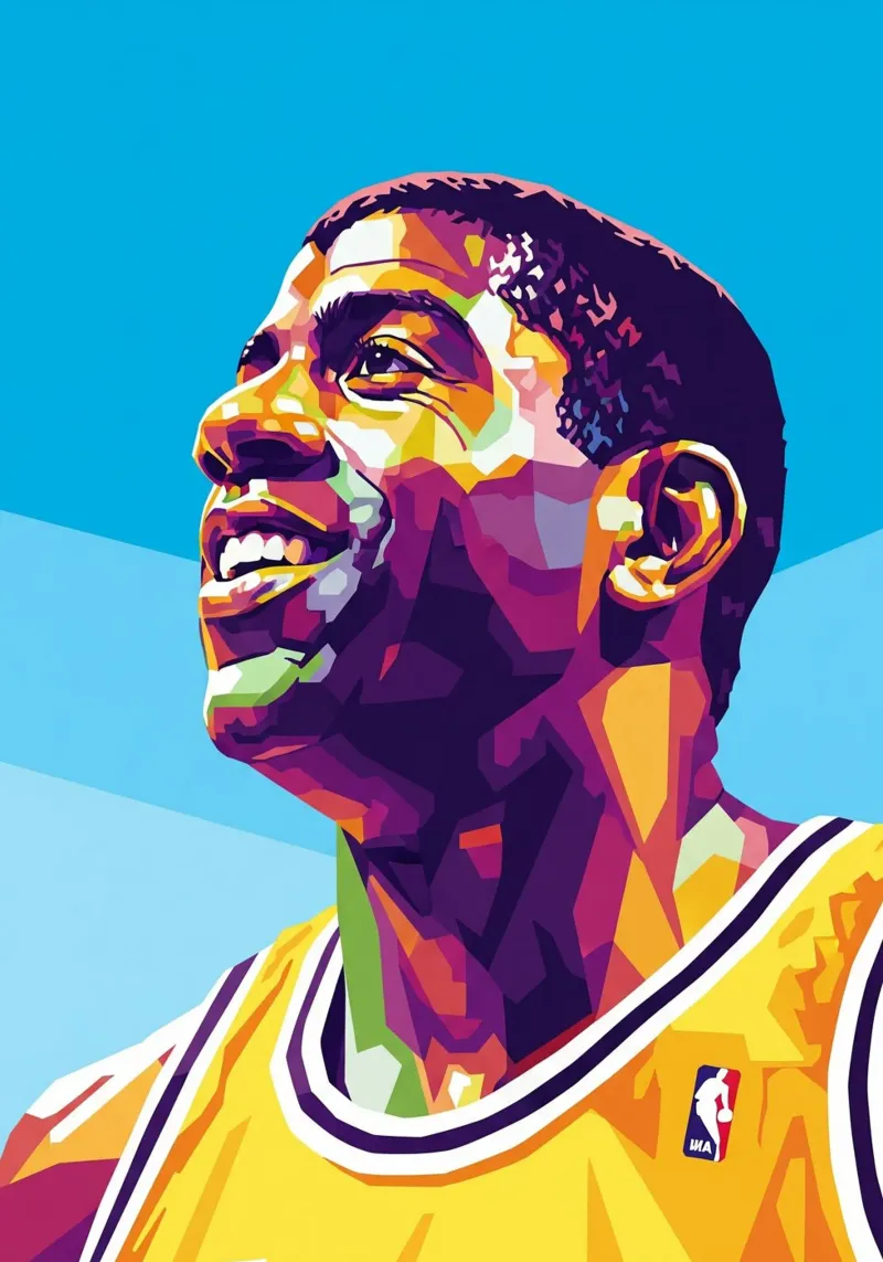 Magic Johnson smile canvas with Floater frame by Hantamrata