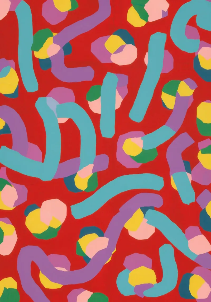 Crimson Confetti Rain poster con telaio in legno da Enter Bloom