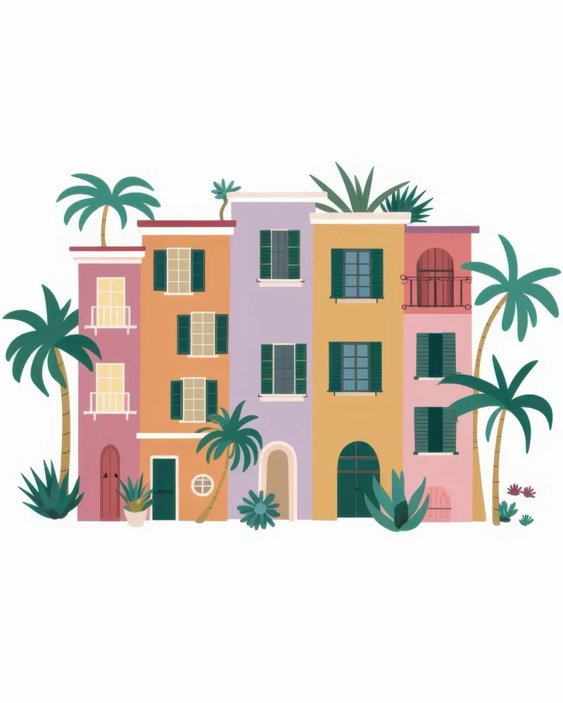 Pastel Villa Serenity poster con telaio in legno da Enter Bloom