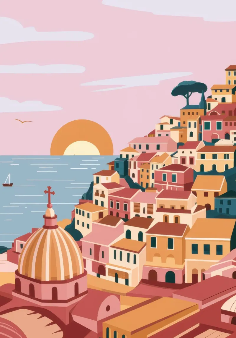 Bagliore del tramonto di Amalfi tela con Cornice a cassetta da Orchid Patina