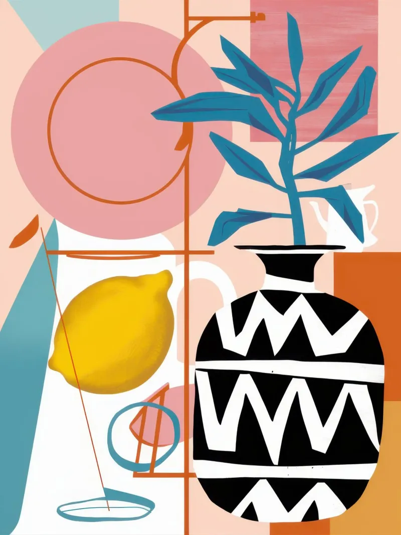 Limone Minimalista Immobile poster con telaio in plastica da Moon Revolver