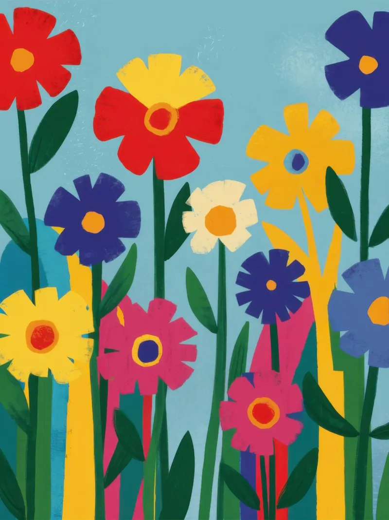 Vrolijke wilde bloemenweide canvas met Baklijst van Moon Revolver
