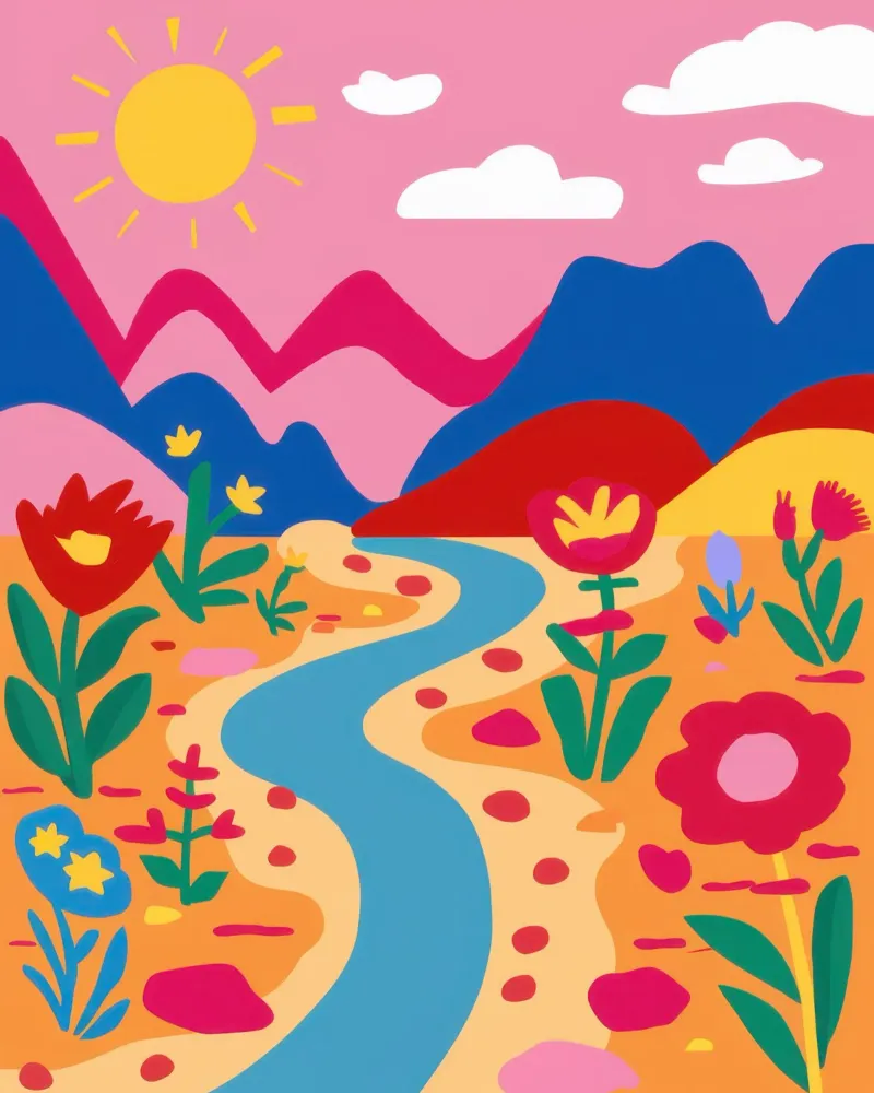 Viaggio nel fiume tortuoso poster con telaio in alluminio da Enter Bloom