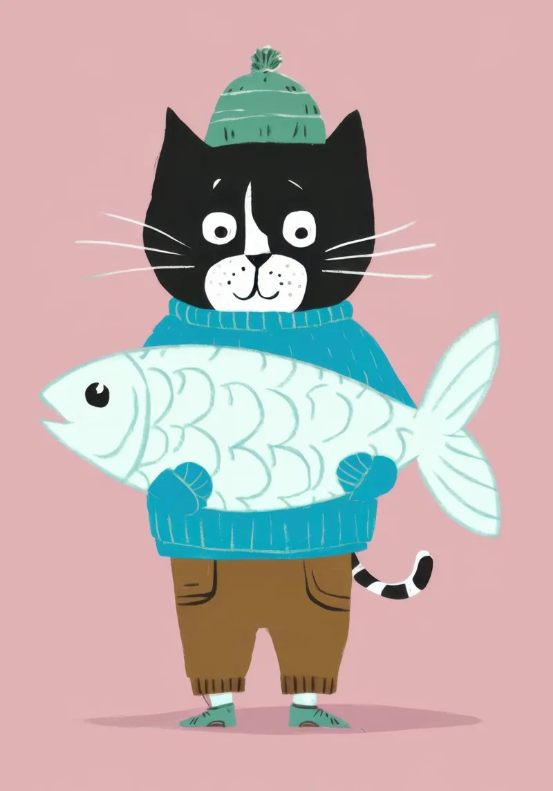 Orgoglio del gatto pescatore poster con telaio in plastica da Enter Bloom