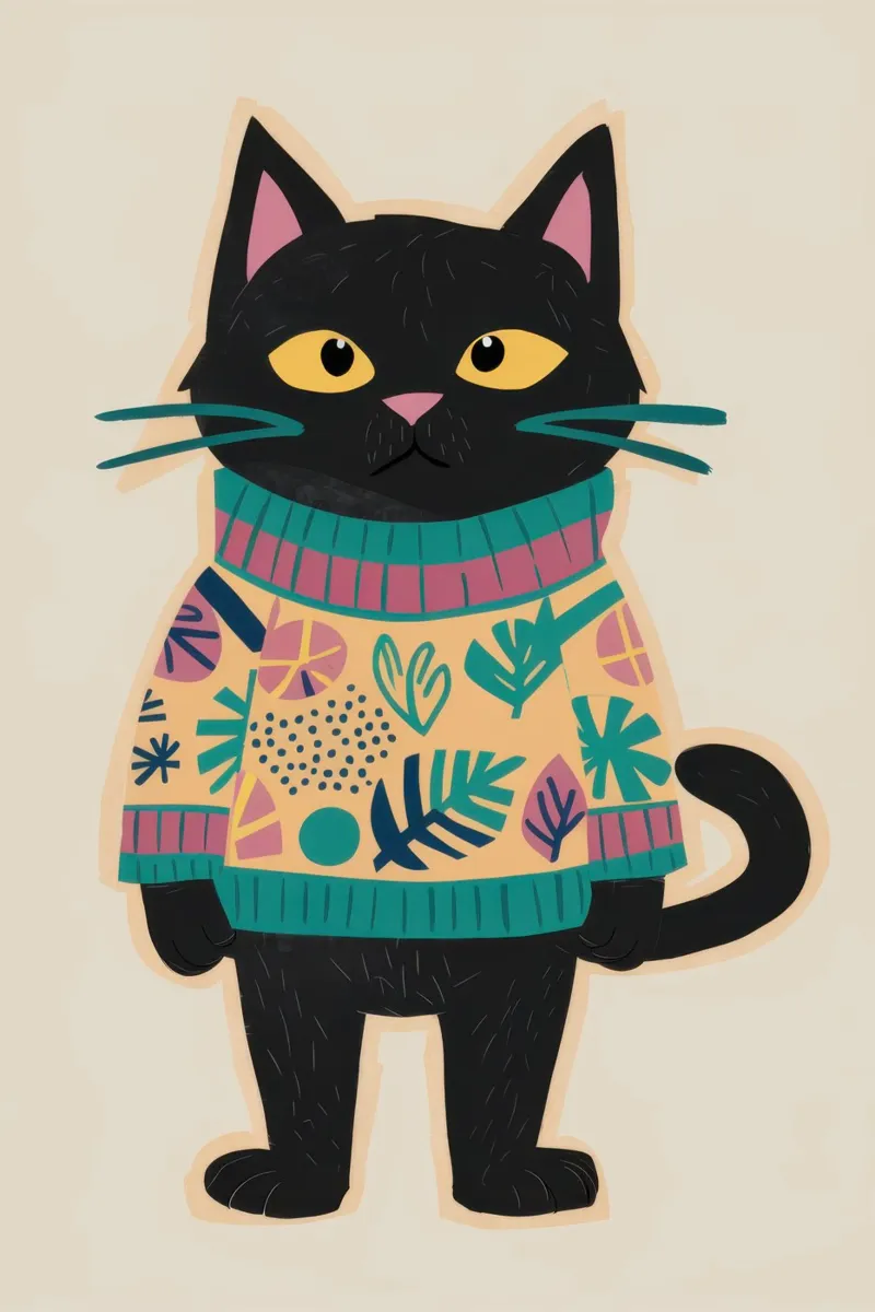 Gatto maglione Dapper poster con telaio in plastica da Moon Revolver