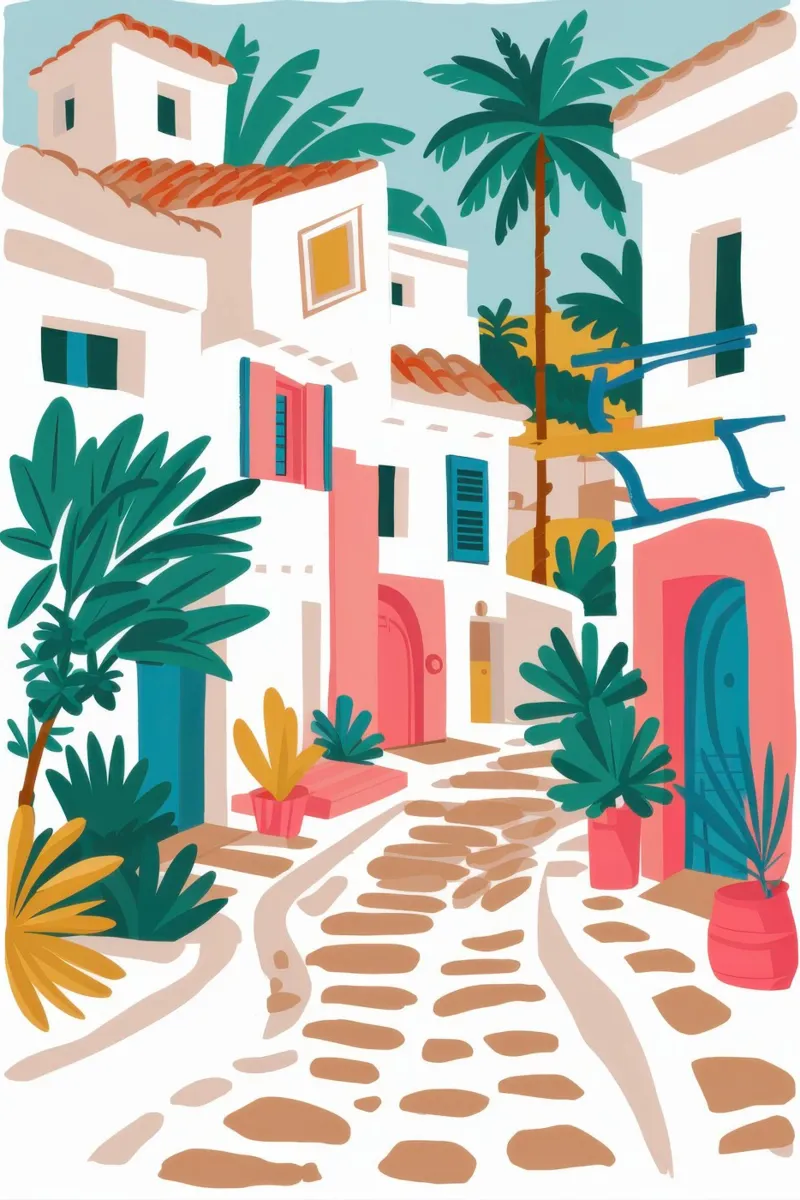 Cobblestone Alley Stroll canvas with Floater frame by Enter Bloom