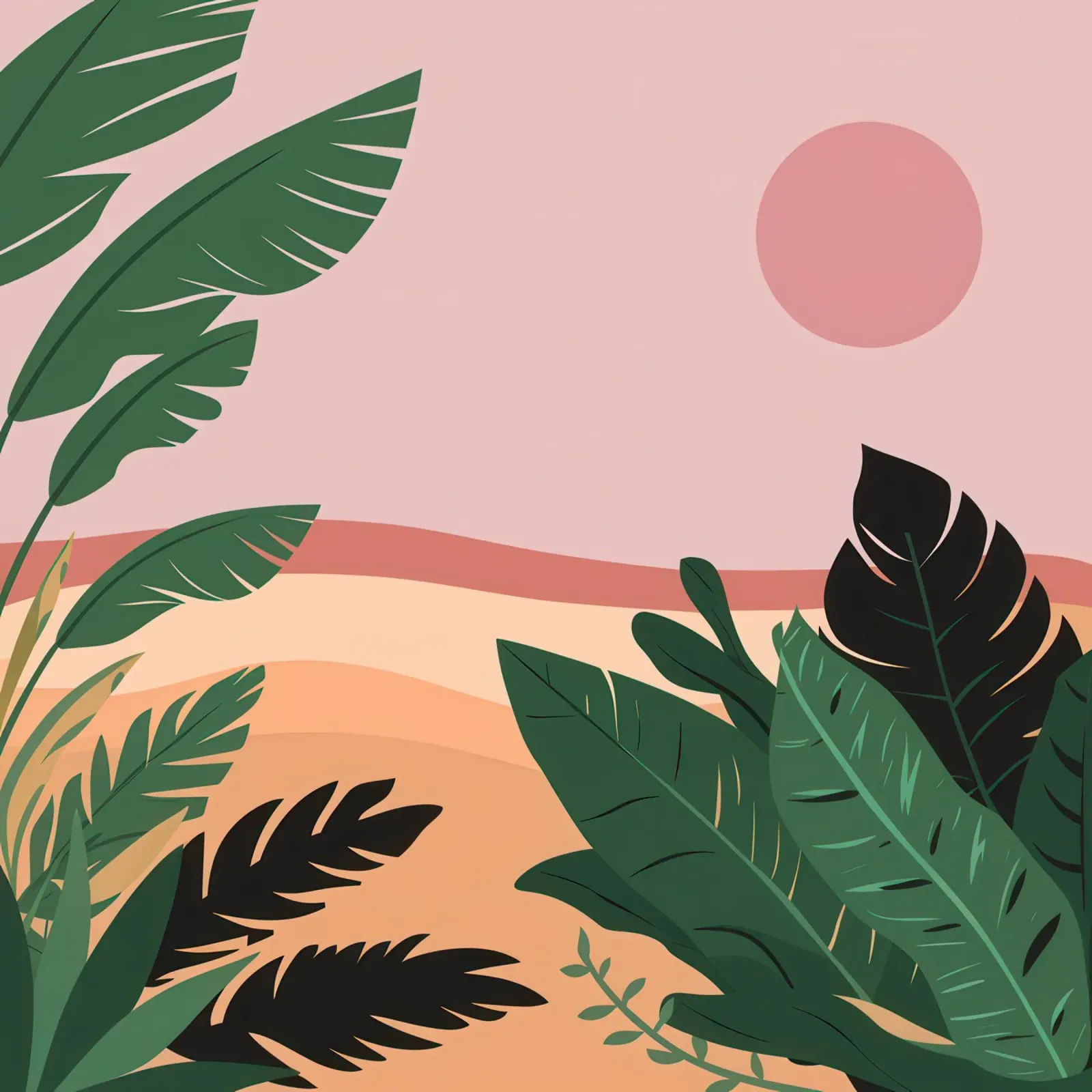 Minimalist Desert Oasis canvas with Floater frame by Wish Studio