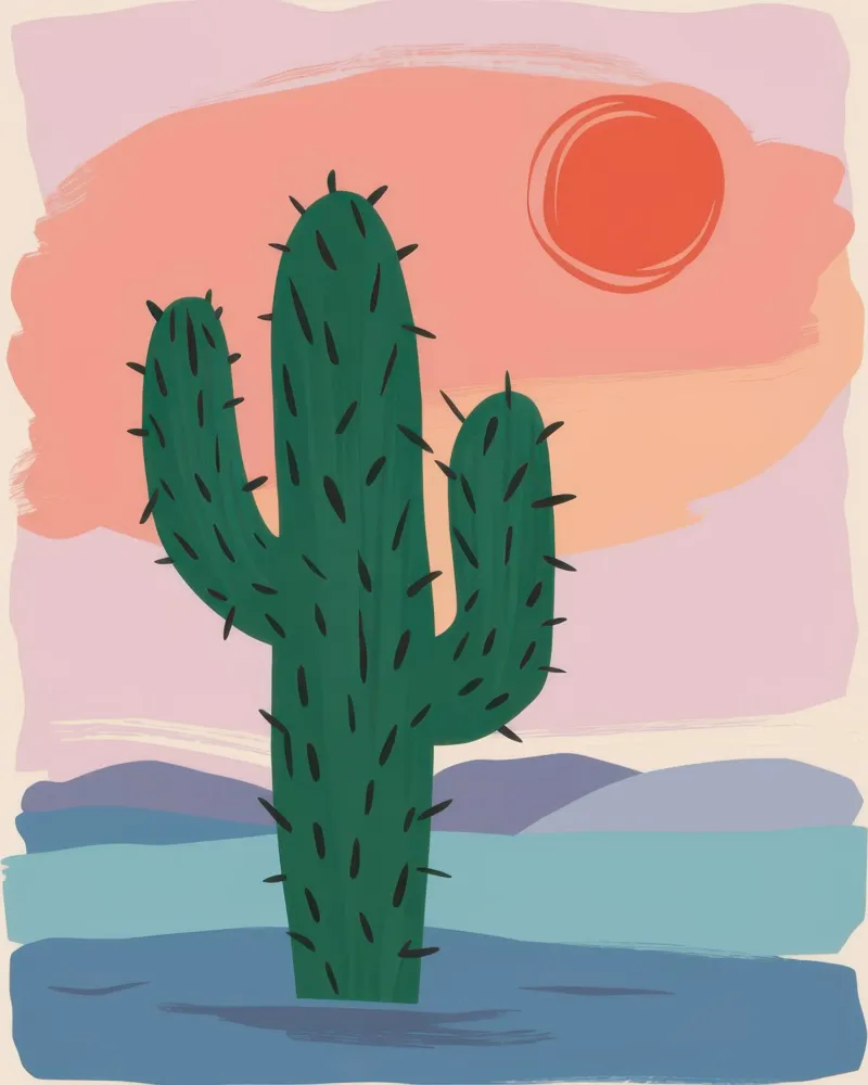 Cactus del deserto al tramonto poster da Enter Bloom