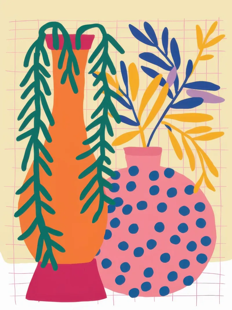 Polka Dot Botanical canvas with Floater frame by Sure Paint