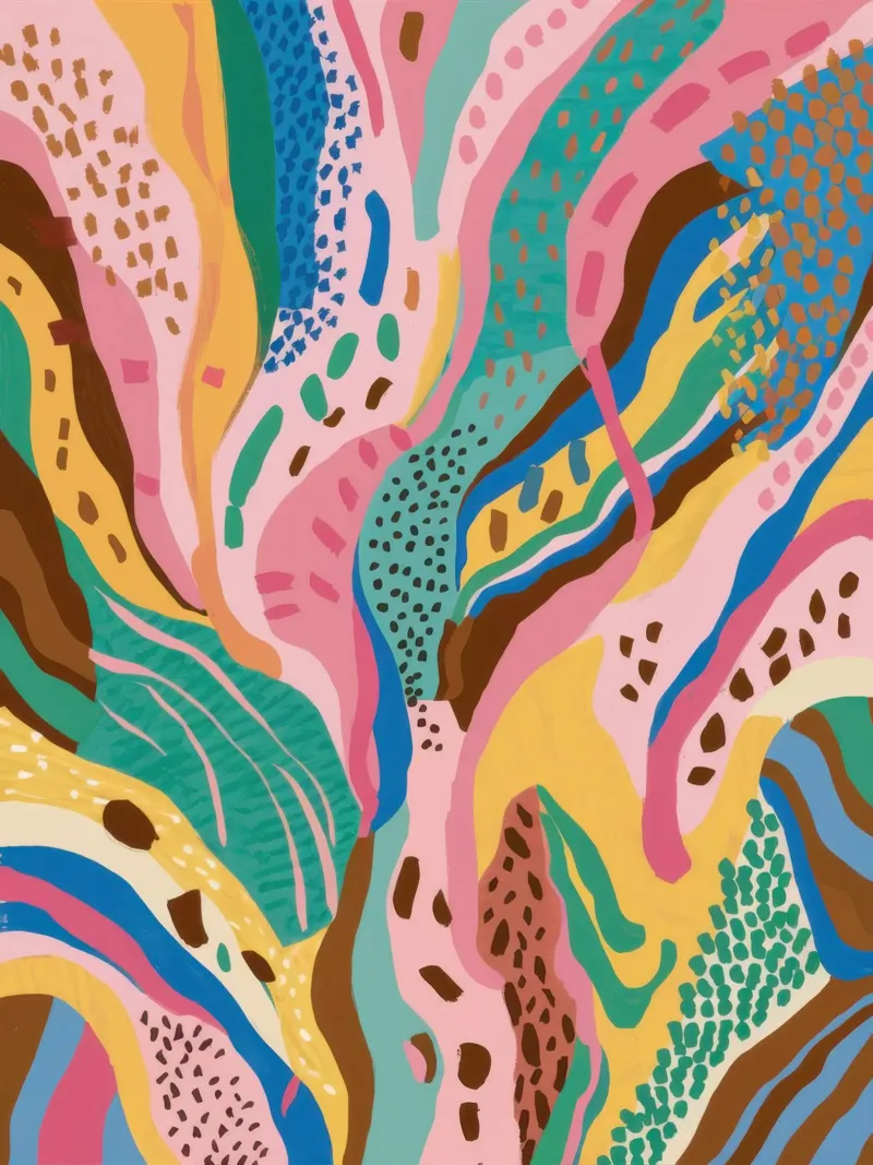 Joyful Abstract Botany canvas with Floater frame by Echo Saber