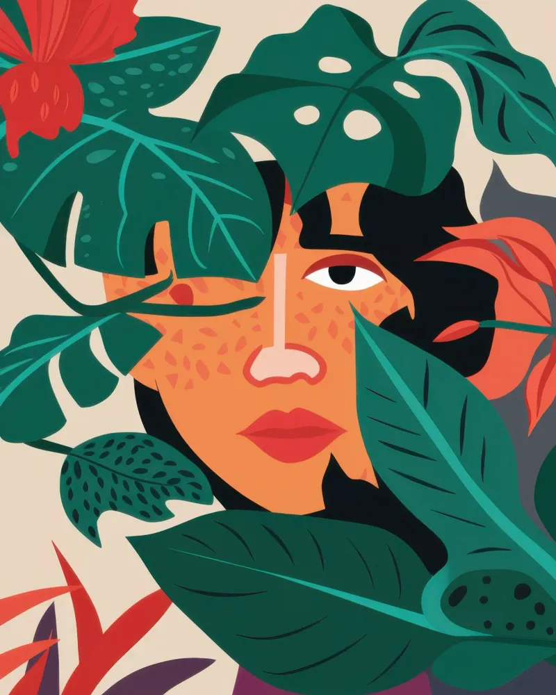 Mistero di Jungle Wink poster con telaio in legno da Enter Bloom
