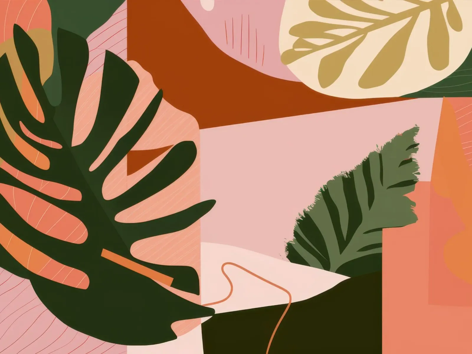 Forme minimaliste di Monstera poster con telaio in plastica da Moon Revolver