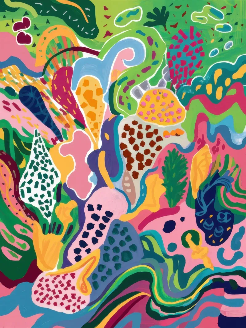 Psychedelisches Bioform-Chaos Leinwand mit Schattenfugenrahmen von Moon Revolver