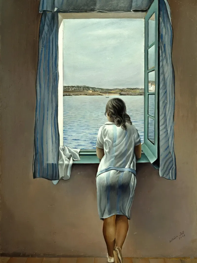 Girl At The Window by Salvador Dali canvas with Floater frame by Rayretr