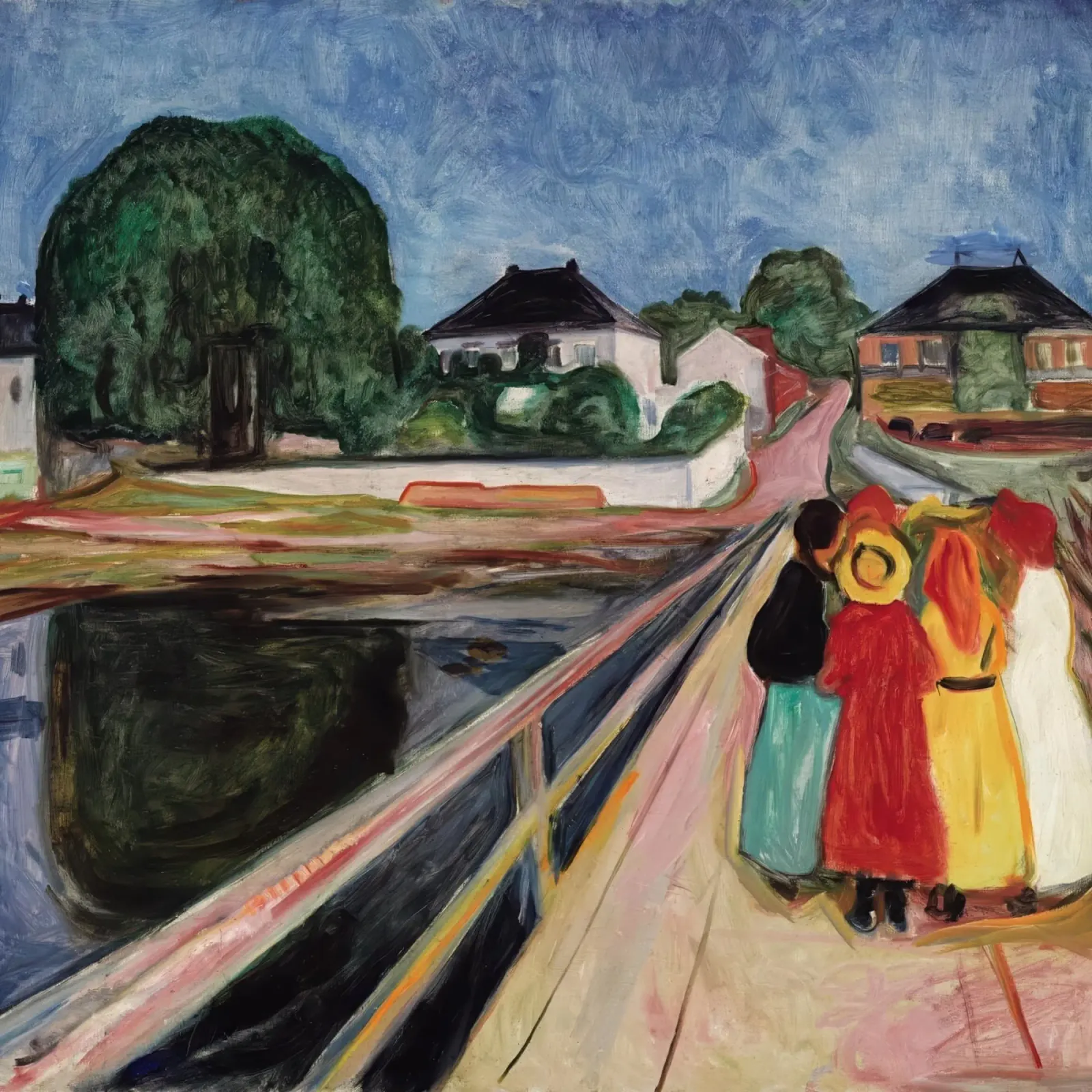 Mädchen auf der Brücke - II von Edvard Munch Leinwand mit Schattenfugenrahmen von Rayretr