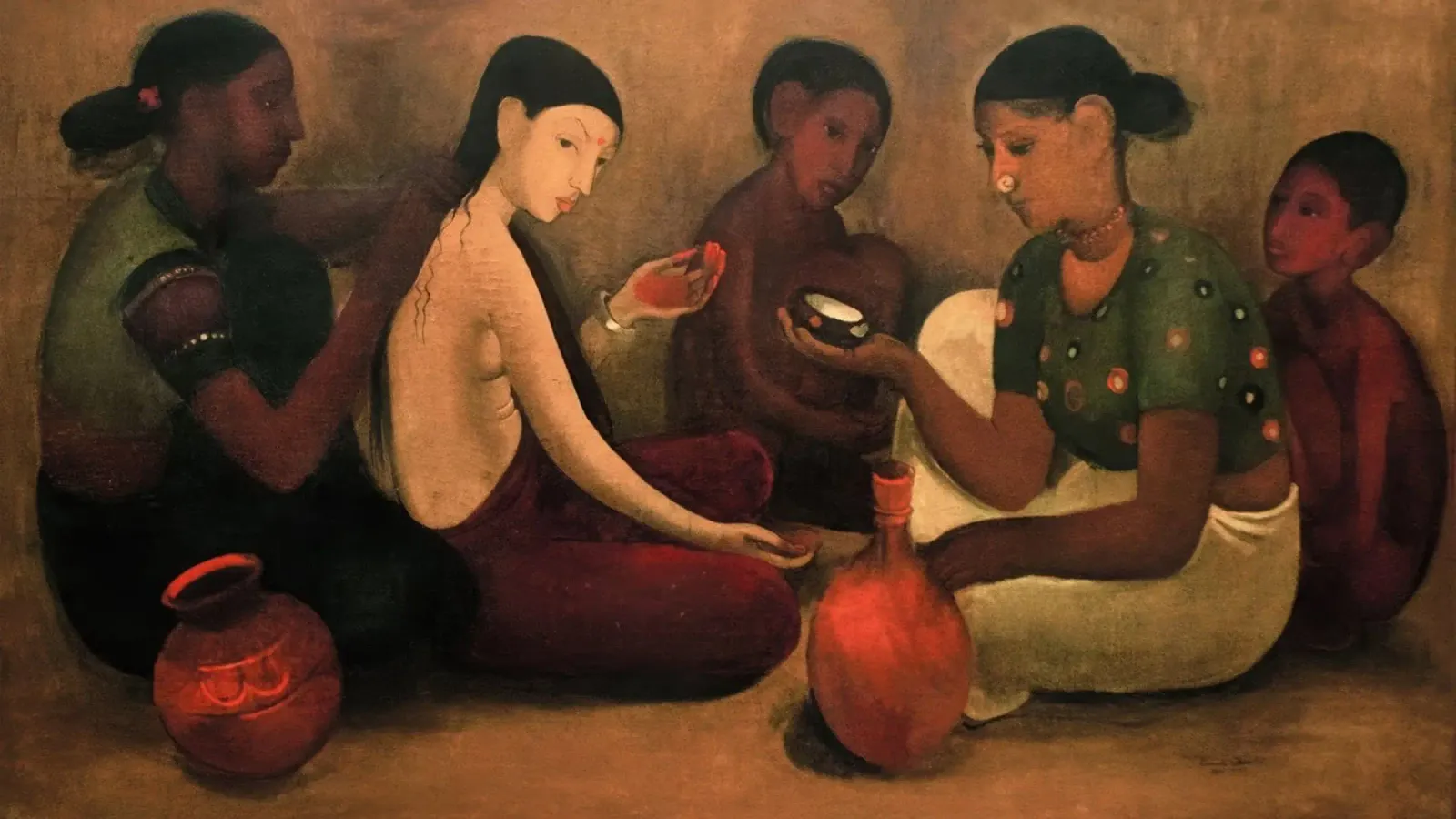La toilette della sposa Amrita Sher-Gil tela con Cornice a cassetta da Rayretr