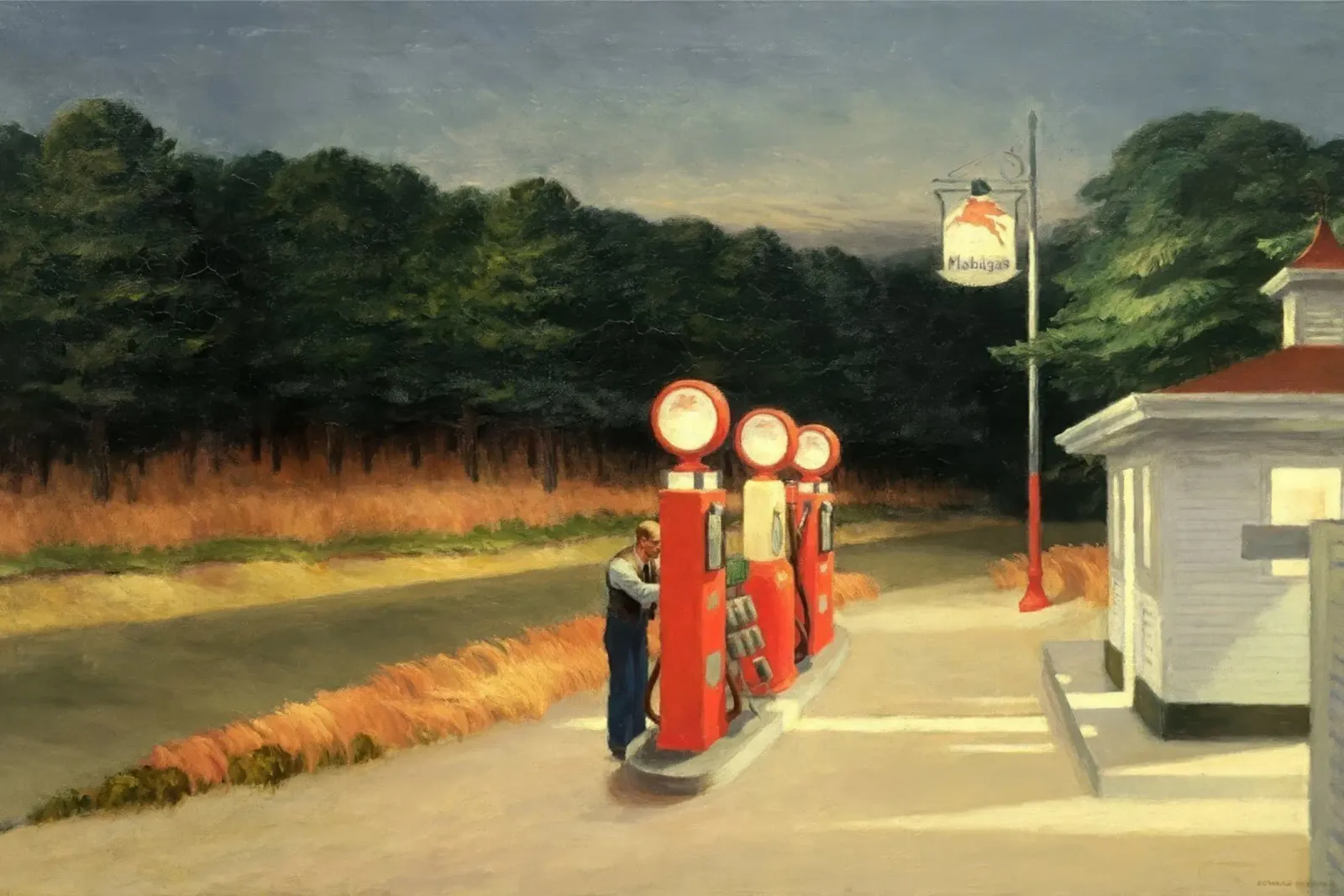 Gas edward hopper poster con telaio in legno da Rayretr