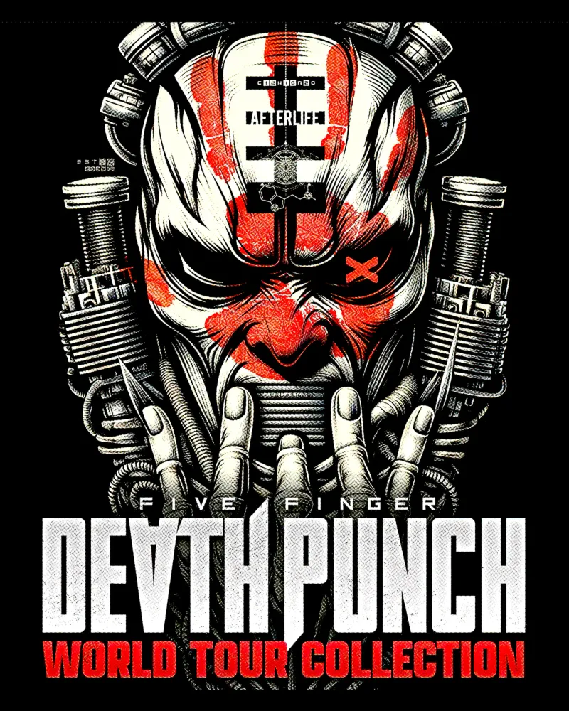 Tour mondiale dei Death Punch Five Finger poster da andrea boceli