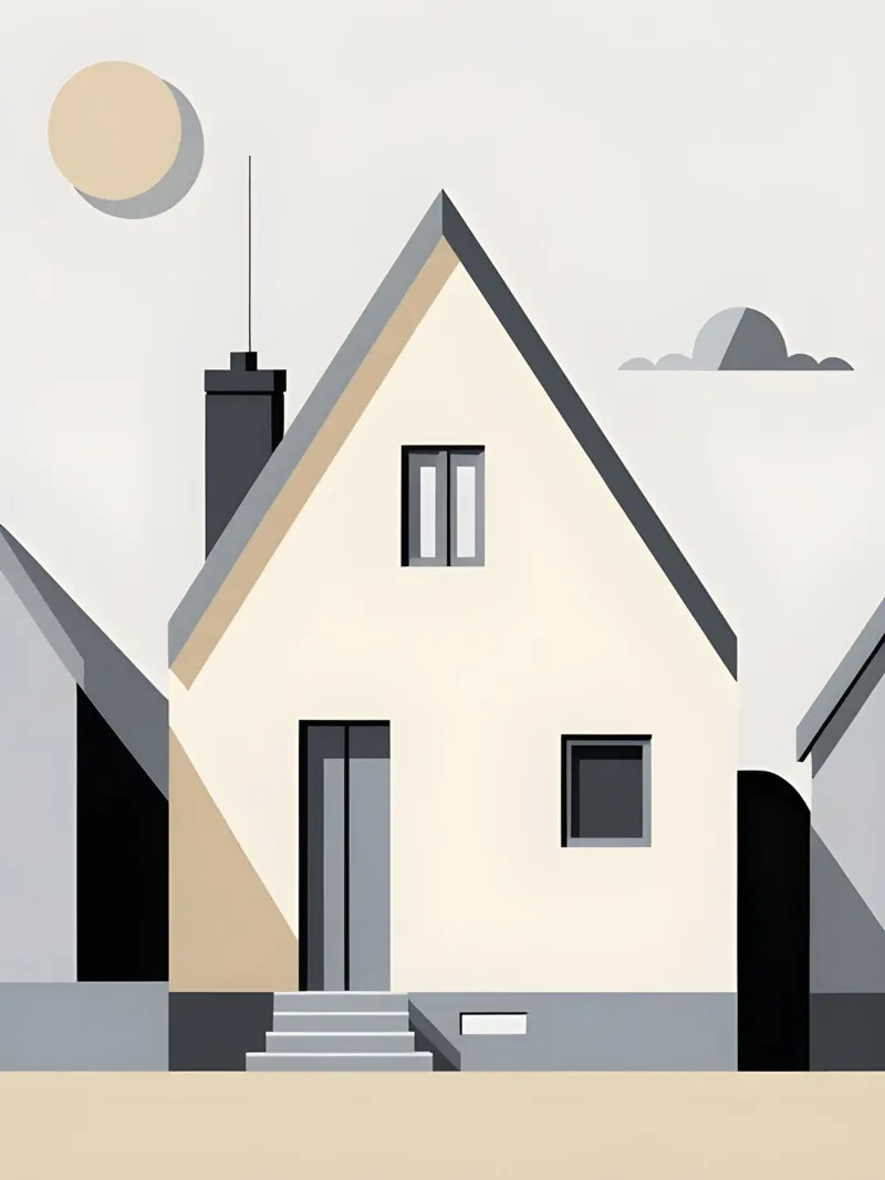 Simple House canvas with Floater frame by The Green Room
