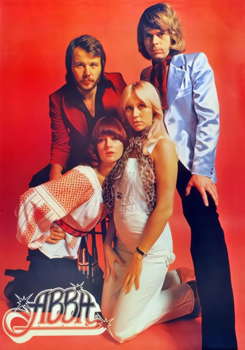 Orange AbbA Background All Member Poster canvas met Baklijst van RukoLO