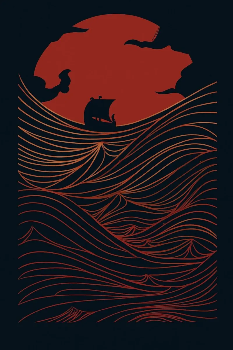 Il viaggio cremisi: Un mare di sogni e destino poster da Artistic-shop