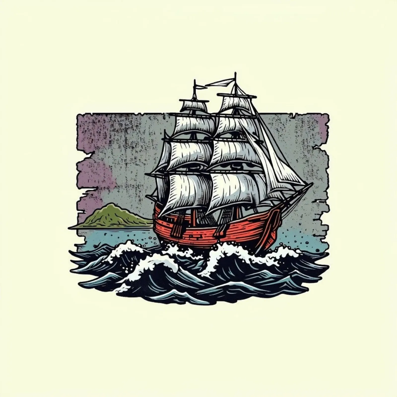 Crimson Horizon" Un'avventura nautica d'epoca su una nave d'alto bordo poster da Artistic-shop