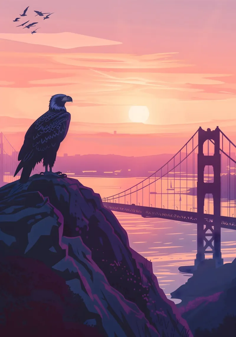 Adler San Francisco Golden Gate Bridge canvas with Floater frame by WILD ART