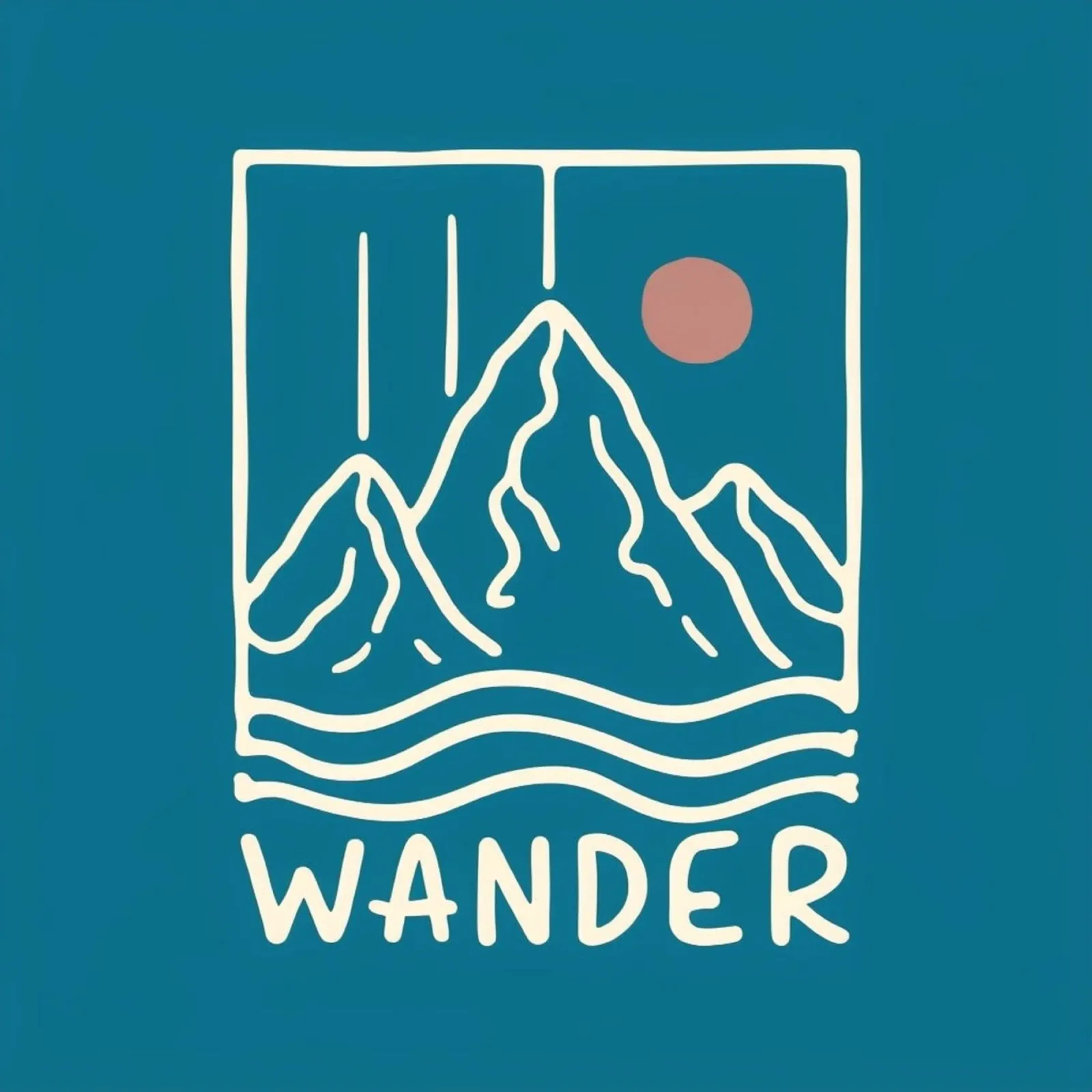 Vintage "Wander" Mountain Sunset Print - Retro Adventure Ar canvas with Floater frame by inspirational quote