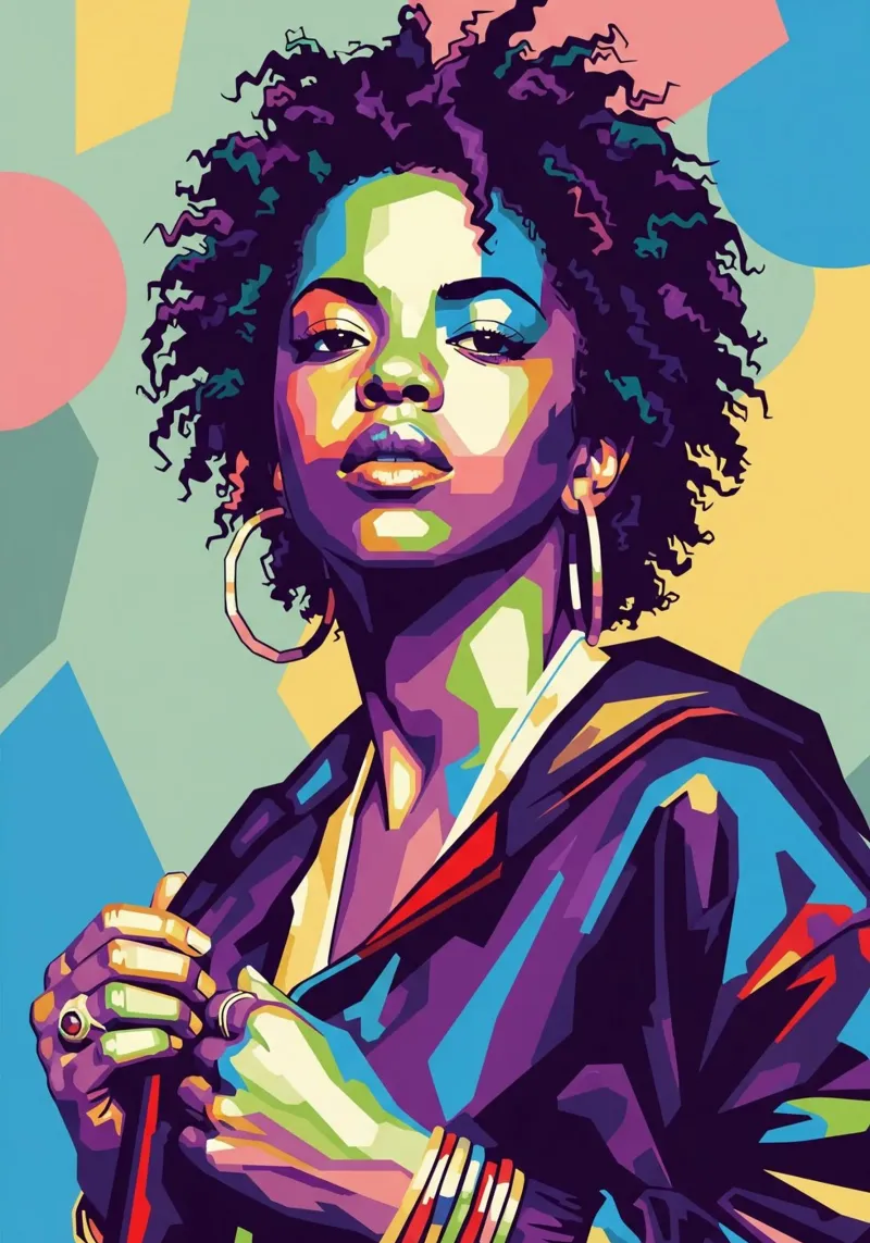Lauryn Hill pop art retro poster con telaio in alluminio da Hantamrata