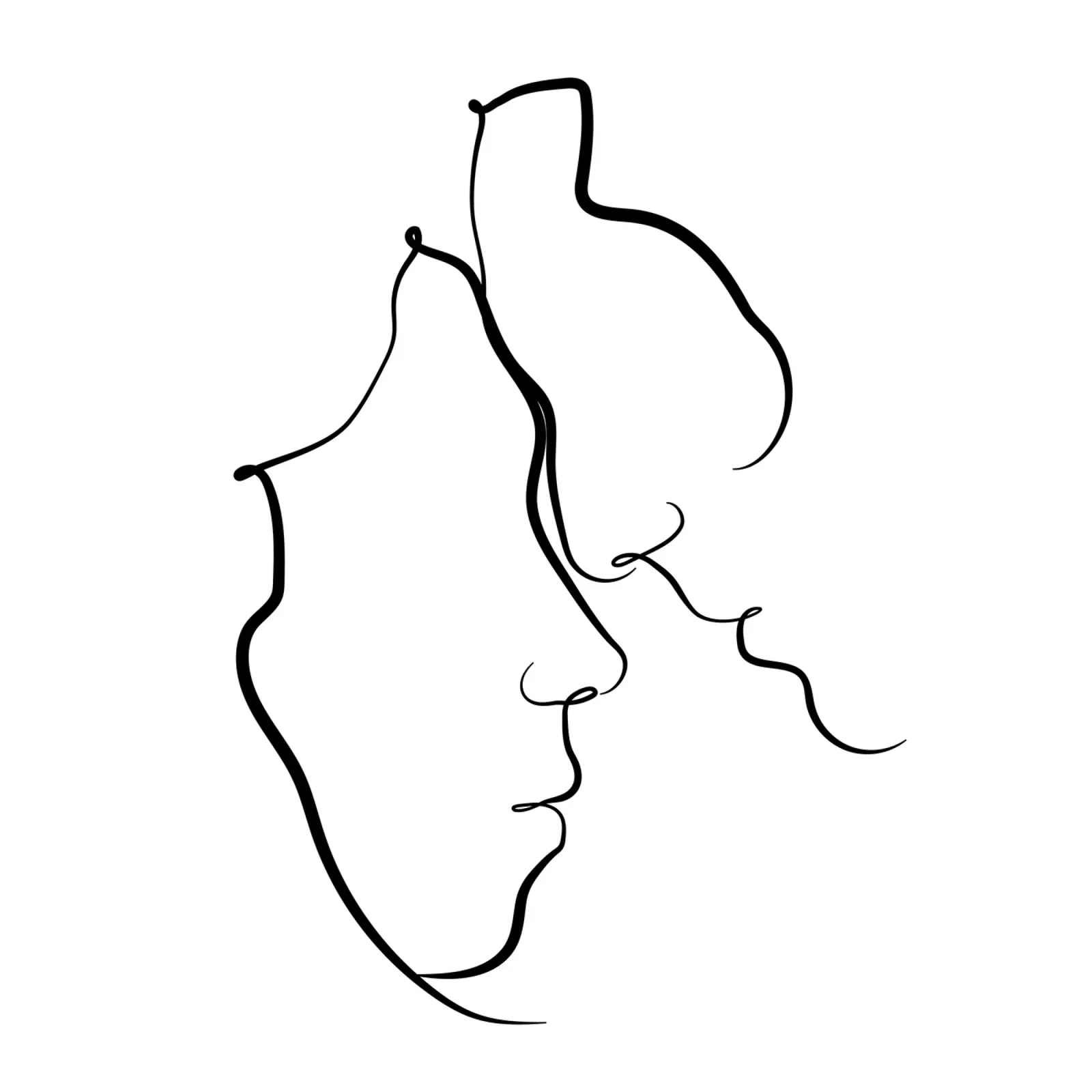 Liebespaar Kopf an Kopf - Linienkunst tela con Cornice a cassetta da pierosvisuals