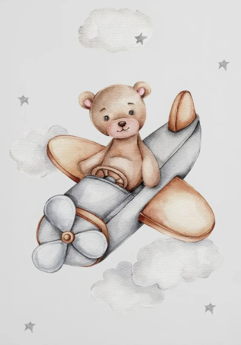 Vliegende Teddy canvas met Baklijst van Panait Ivascu