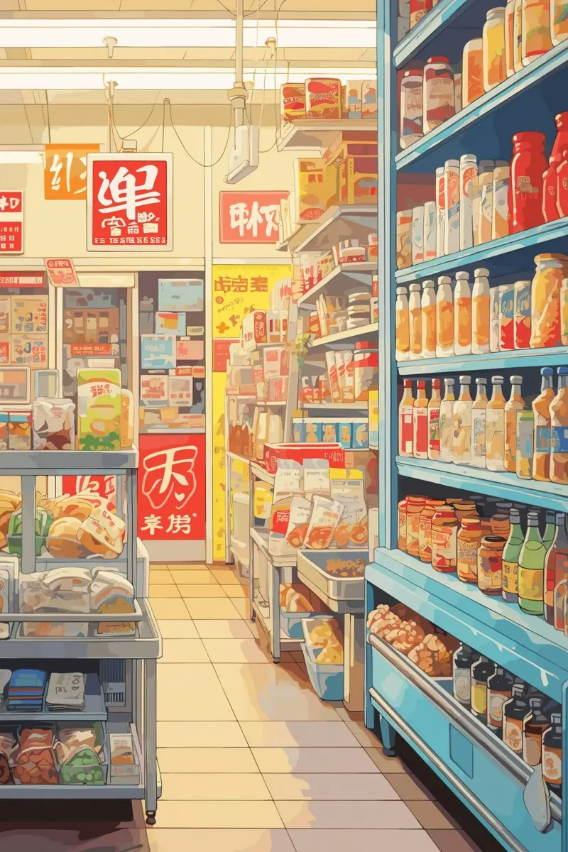 Japanese Supermarket Retro canvas with Floater frame by ekssign