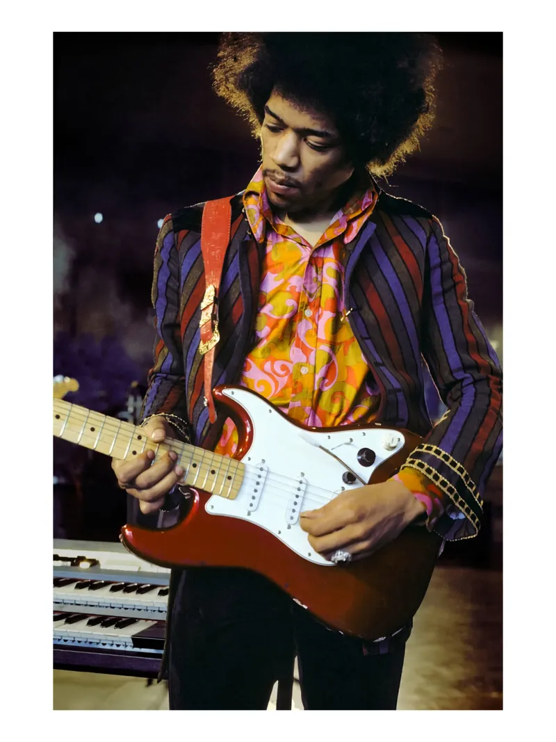 Le leggende della chitarra di Jimi Hendrix tela con Cornice a cassetta da leguesdreams