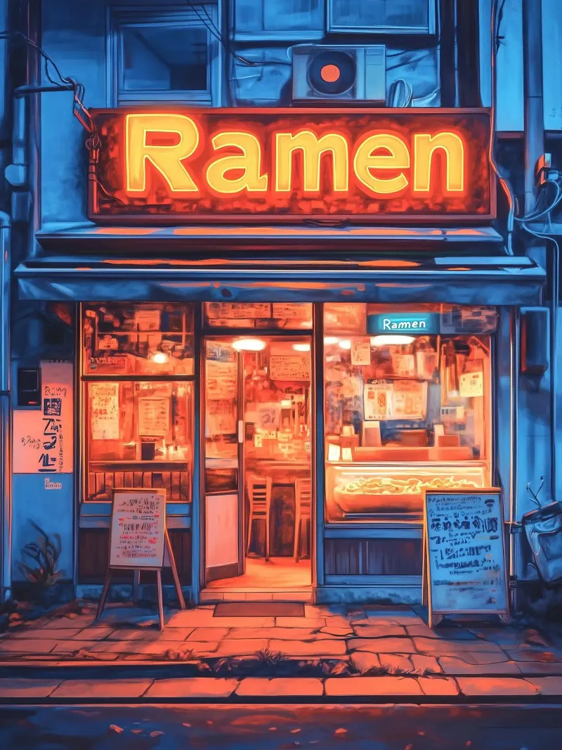 Ramen Cyberpunk Anime tela con Cornice a cassetta da ekssign
