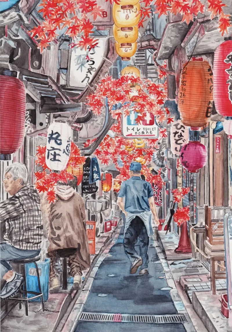 Vicolo Shinjuku tela con Cornice a cassetta da ekssign