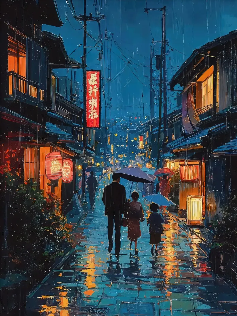 Tokio Theehuis Japans Gezin poster van ekssign